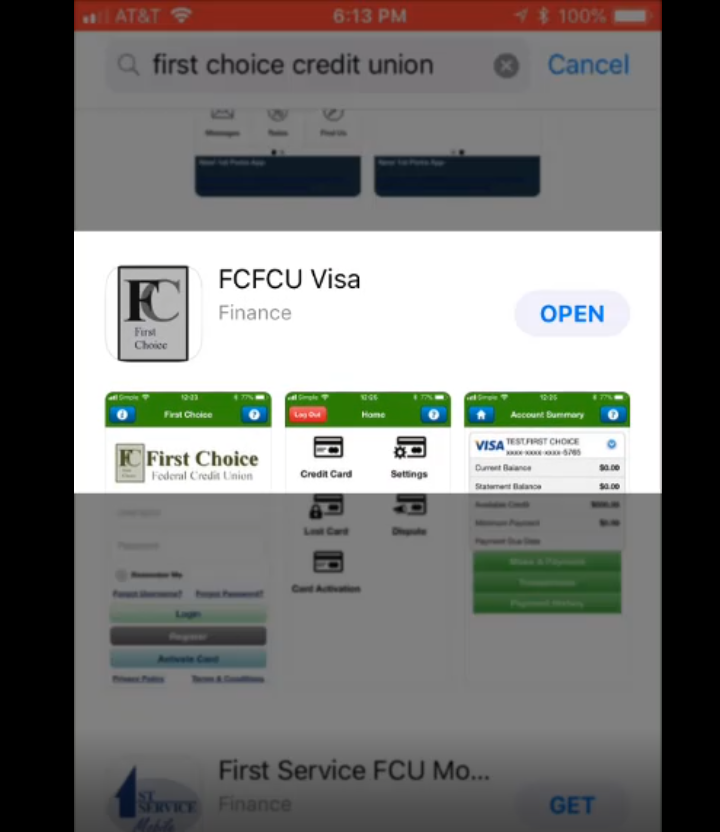 FCFCU Visa Mobile App for Online Banking
